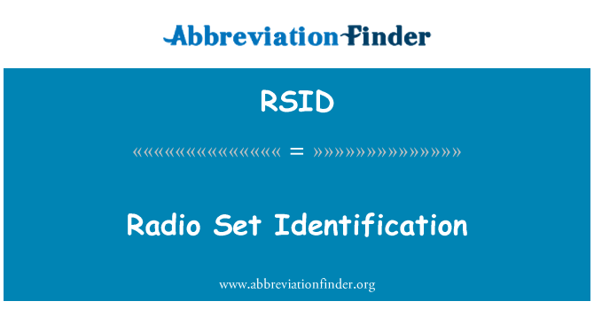 RSID: Radio nastavite identifikacija