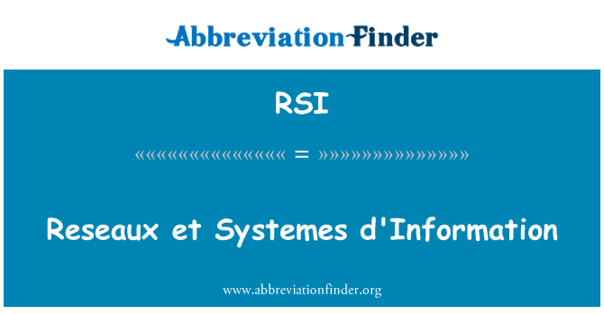 RSI: Reseaux et Systemes d'Information