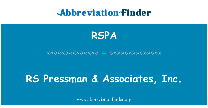 RSPA: Tukang cetak RS & Associates, Inc