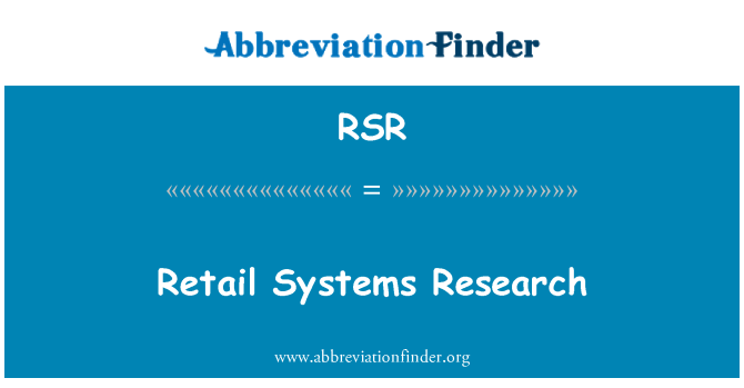 RSR: Retail Systems Research