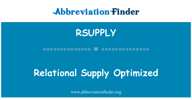 RSUPPLY: Relasjonell forsyning optimalisert