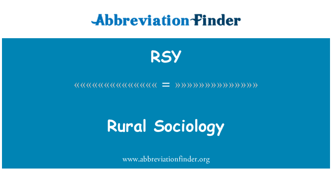 RSY: Kırsal Sosyoloji
