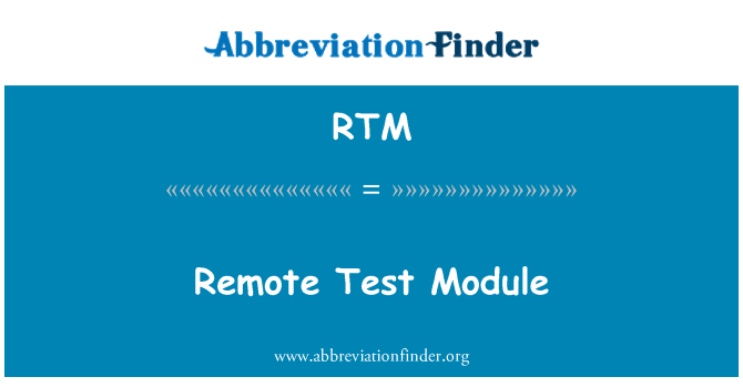 RTM: Externe Test Module