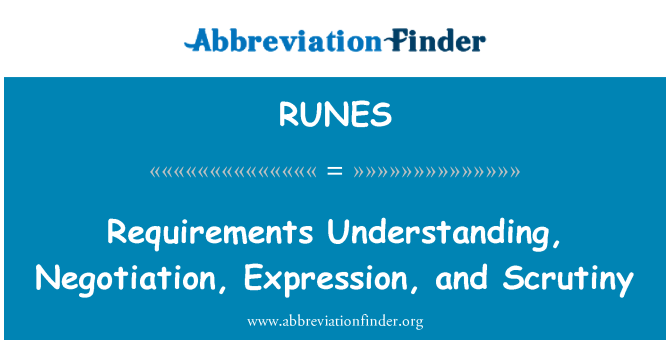 RUNES: आवश्यकताओं को समझना, बातचीत, अभिव्यक्ति, और जांच