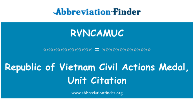 RVNCAMUC: Republic of Vietnam Civil Actions Medal, Unit Citation