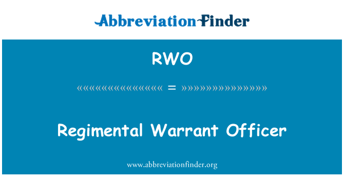 RWO: Plukovní Warrant Officer