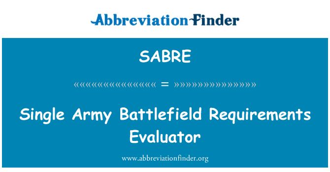 SABRE: Einheitliche Armee Schlachtfeld Anforderungen Evaluator