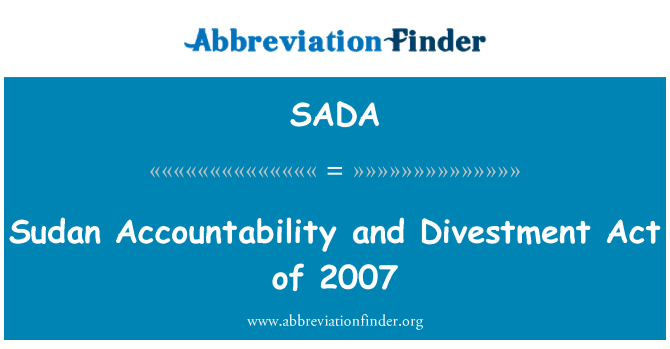 SADA: Sudan Accountability and Divestment Act von 2007