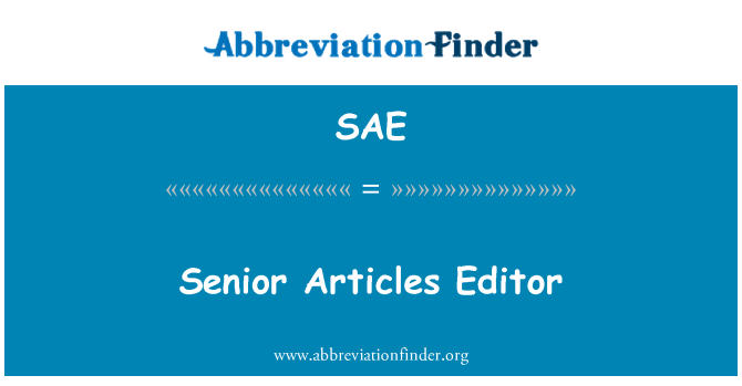 SAE: Senior artikelen Editor