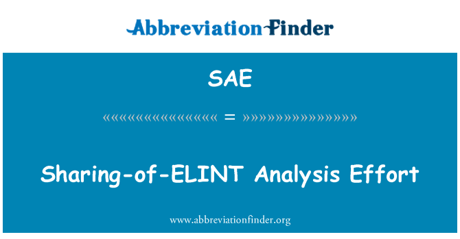 SAE: Sdílení z ELINT analýza úsilí
