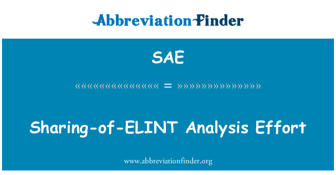 SAE: Deling af ELINT analyse indsats