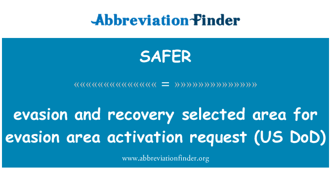 SAFER: evasion and recovery selected area for evasion area activation request (US DoD)