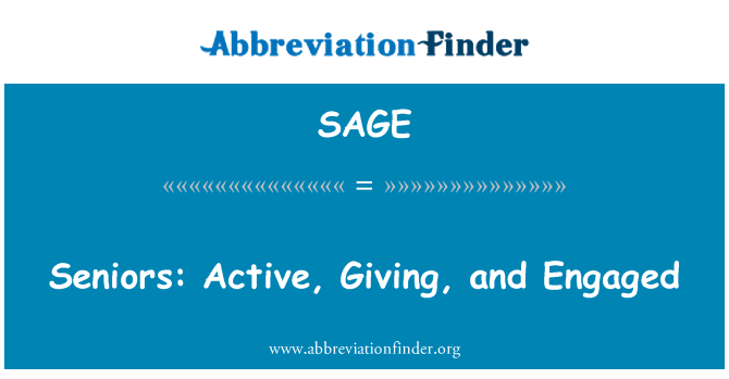 SAGE: קשישים: פעיל, נתינה, ואני מאורסים