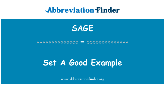 SAGE: Подавайте хороший пример