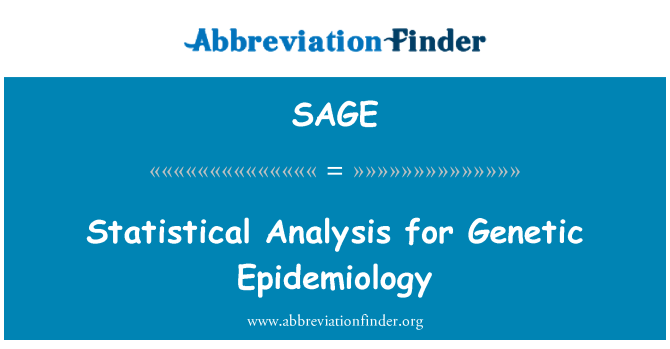 SAGE: 遗传流行病学的统计分析