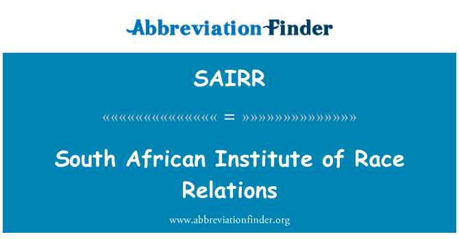 SAIRR: Jihoafrický institut rasami.