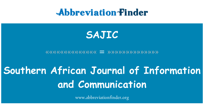 SAJIC: Southern African Journal of Information and Communication