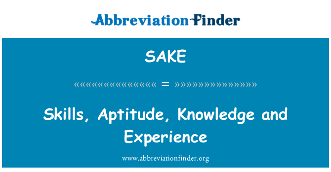 SAKE: Compétences, aptitid, konesans ak eksperyans