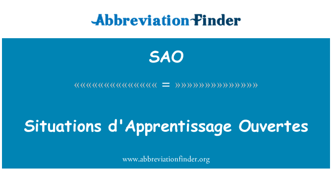 SAO: Situationer d'Apprentissage Ouvertes