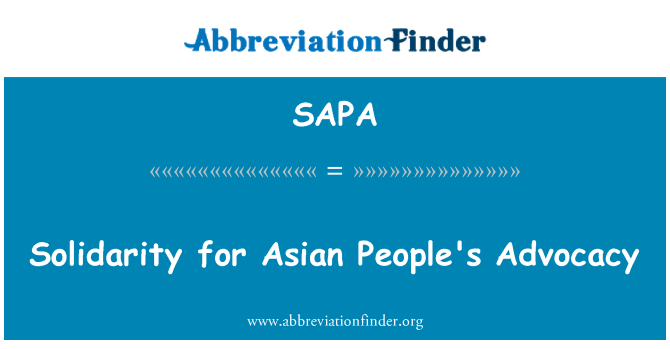 SAPA: Solidarity for Asian People's Advocacy