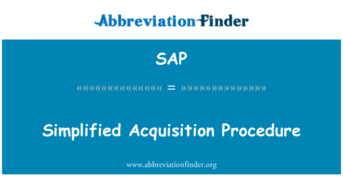 SAP: Procédure d'Acquisition simplifiée