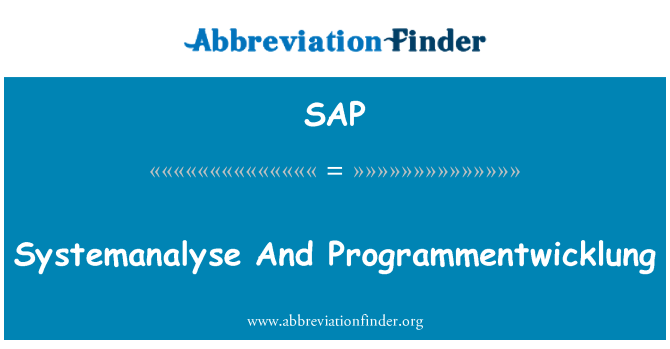SAP: Systemanalyse a Programmentwicklung