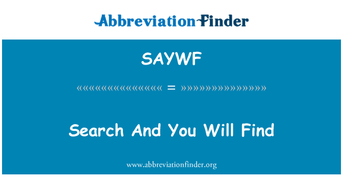 SAYWF: Search And You Will Find