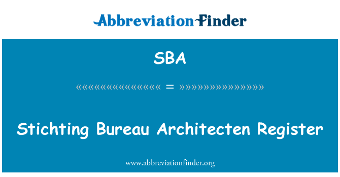 SBA: Stichting Bureau Architecten Register