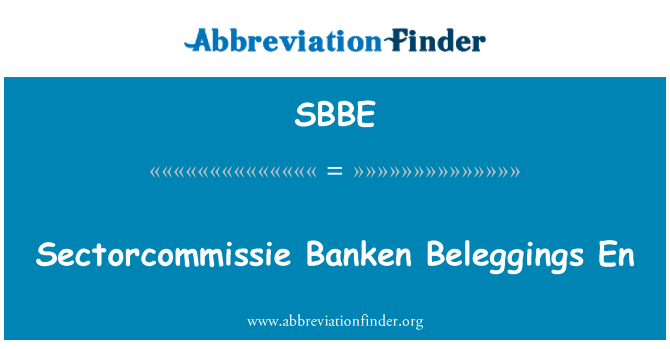 SBBE: Sectorcommissie Banken Beleggings En