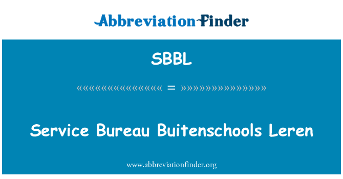 SBBL: Service Bureau Buitenschools Leren