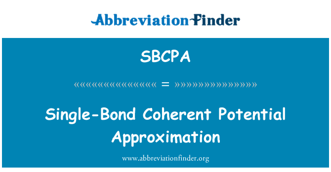 SBCPA: Single-Bond samenhangende potentiële onderlinge aanpassing