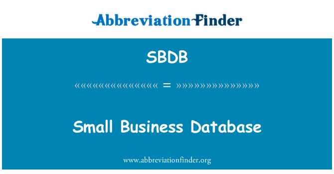 SBDB: ฐานข้อมูลธุรกิจขนาดเล็ก