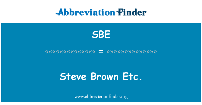SBE: Steve Браун и др.