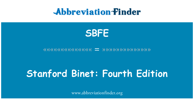 SBFE: Stanford Binet: Edisi keempat