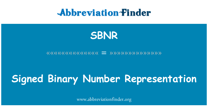 SBNR: Signed Binary Number Representation