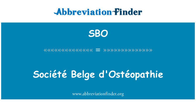 SBO: Société Belge d'Ostéopathie