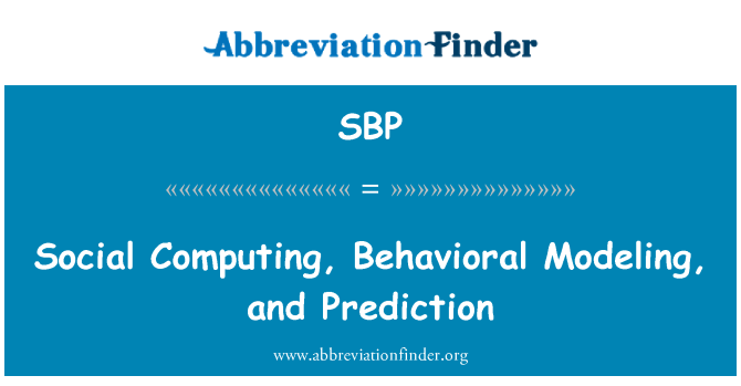 SBP: Sociální Computing, behaviorální modelování a predikce