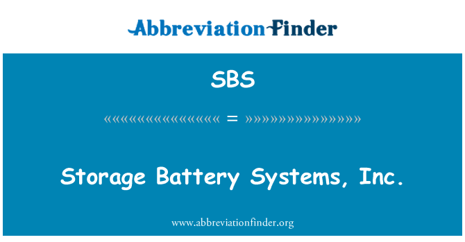SBS: Skladování baterie Systems, Inc.