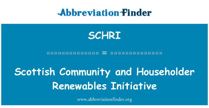 SCHRI: Comunità scozzese e capofamiglia Renewables Initiative