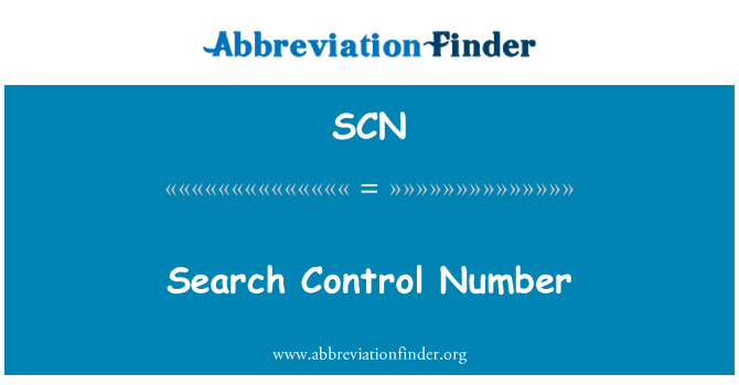 SCN: Suche-Kontrollnummer