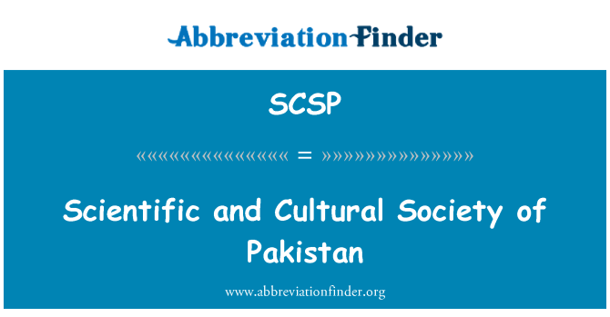 SCSP: Scientific and Cultural Society of Pakistan