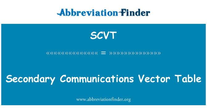 SCVT: İkincil iletişim vektör tablosu