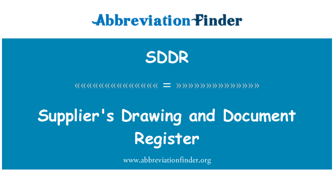SDDR: Leverantörens ritning och dokument Register