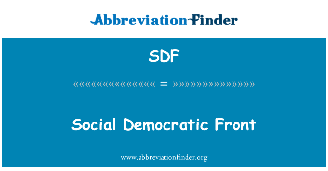 SDF: सामाजिक लोकतांत्रिक फ्रंट