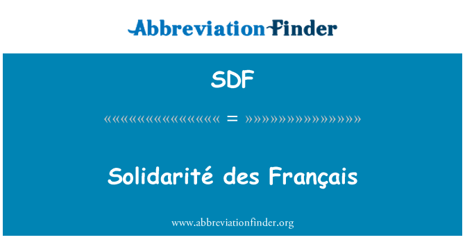 SDF: Solidarité des Français