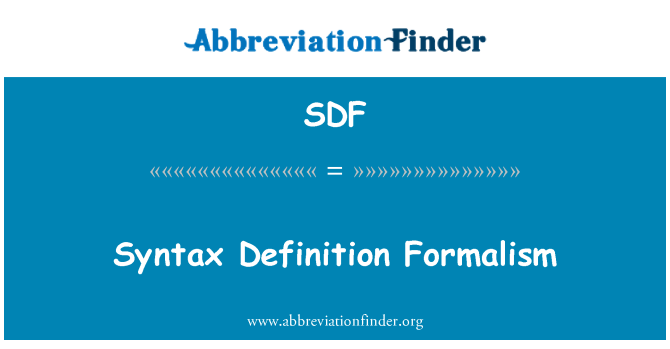 SDF: Σύνταξη ορισμό φορμαλισμός