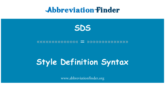 SDS: Sintassi di definizione di stile