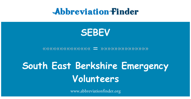 SEBEV: Південно-східний Berkshire надзвичайних волонтерів
