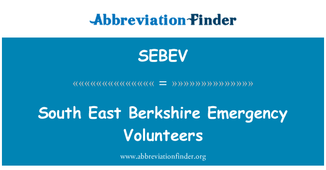 SEBEV: Güney Doğu Berkshire Acil Gönüllüleri