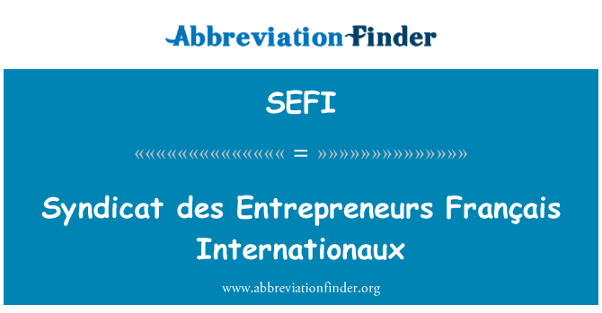 SEFI: Syndicat des antrepwenè svp Internationaux